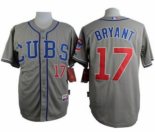 Cubs #17 Kris Bryant Grey Alternate Road Cool Base Stitched MLB Jersey - Click Image to Close